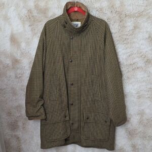 John Partridge England Tweed Shooting Jacket Houndstooth Wool Field Coat XL